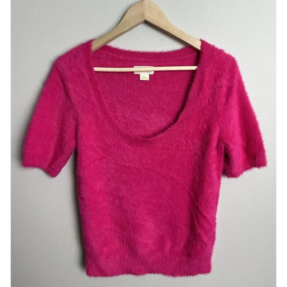 Maeve Rona Eyelash Sweater Tee Hot Pink Size Small Stretch Women’s - Picture 1 of 5